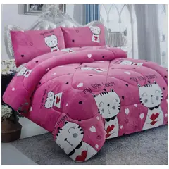 DIANA - COBERTOR ROSA PLUSH DISEÑO gatita corazon 1.5 PLAZA
