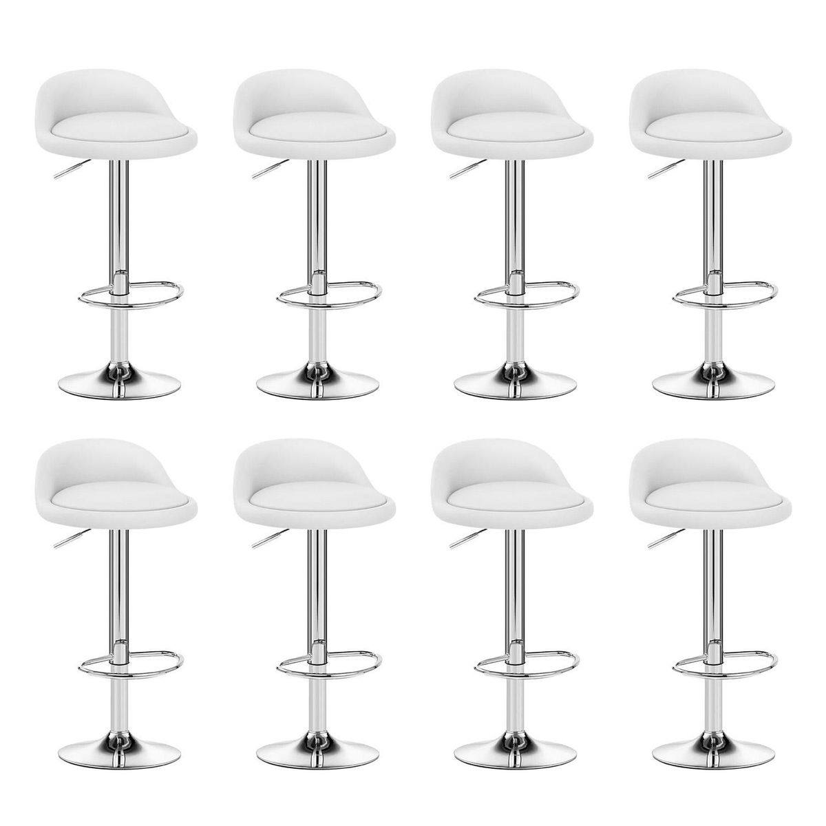 GLOBAL LATIN GROUP - Pack 8 Piso Bar Taburete Giratorio de Altura Regulable - Blanco