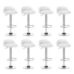 GLOBAL LATIN GROUP - Pack 8 Piso Bar Taburete Giratorio de Altura Regulable - Blanco