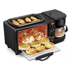 GENERICO - Máquina Para Hacer Desayuno 3 En 1 Horno Cafetera Sarten 286013