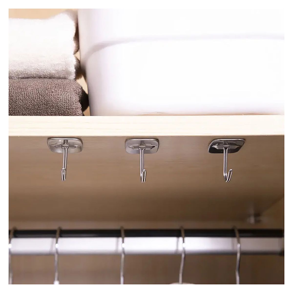 GENERICO - Gancho Acero Rectangular Colgador Muro Adhesivo Set 9 Uds