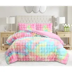 GENERICO - Cobertor Multicolor Pasteles Con Chiporro Para Invierno 2 Plaza Tf