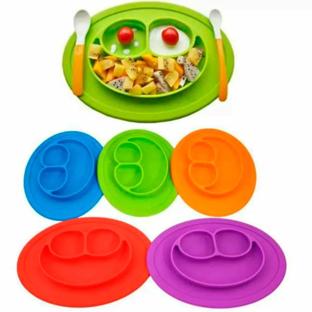 GENERICO - plato de silicona para bebes niños con divisiones