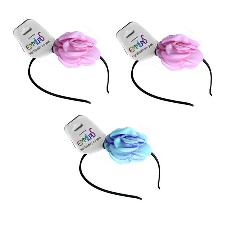 GENERICO - Kit 3 Cintillos Modelo Rosa Colores Surtidos