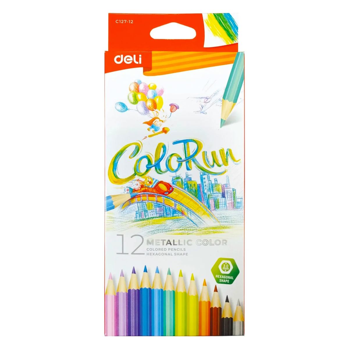 DELI - Set 12 Lápices Colores Metalizados Colorun Deli