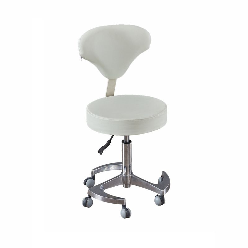 CAMILLAS CHILE - PISO TABURETE CON RUEDAS Y RESPALDO BLANCO - R1