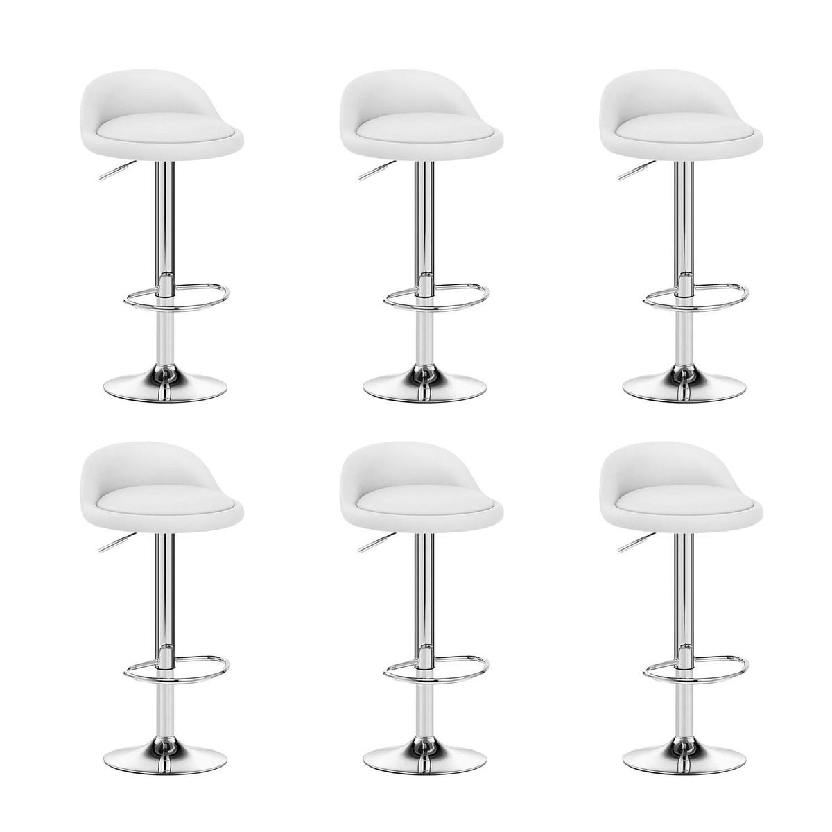 GLOBAL LATIN GROUP - Pack 6 Sillas Piso Bar Taburete - Blanco