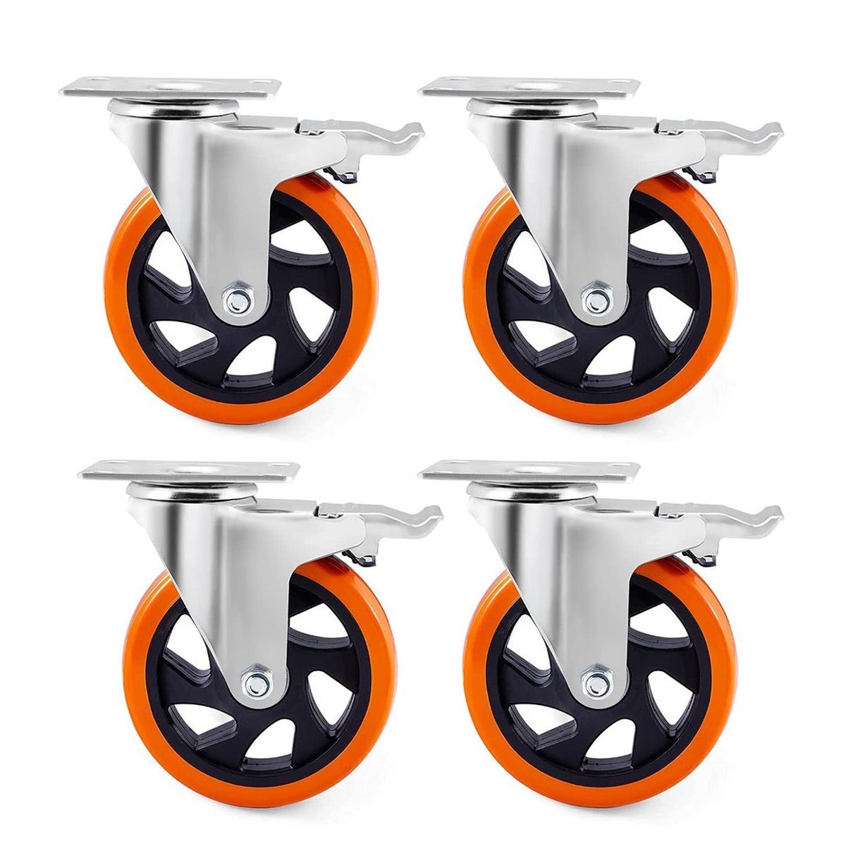 LINKON - Ruedas Industriales para Muebles + Frenos Linkon 4" Set 4