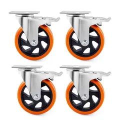 LINKON - Ruedas Industriales para Muebles + Frenos 4" Set 4