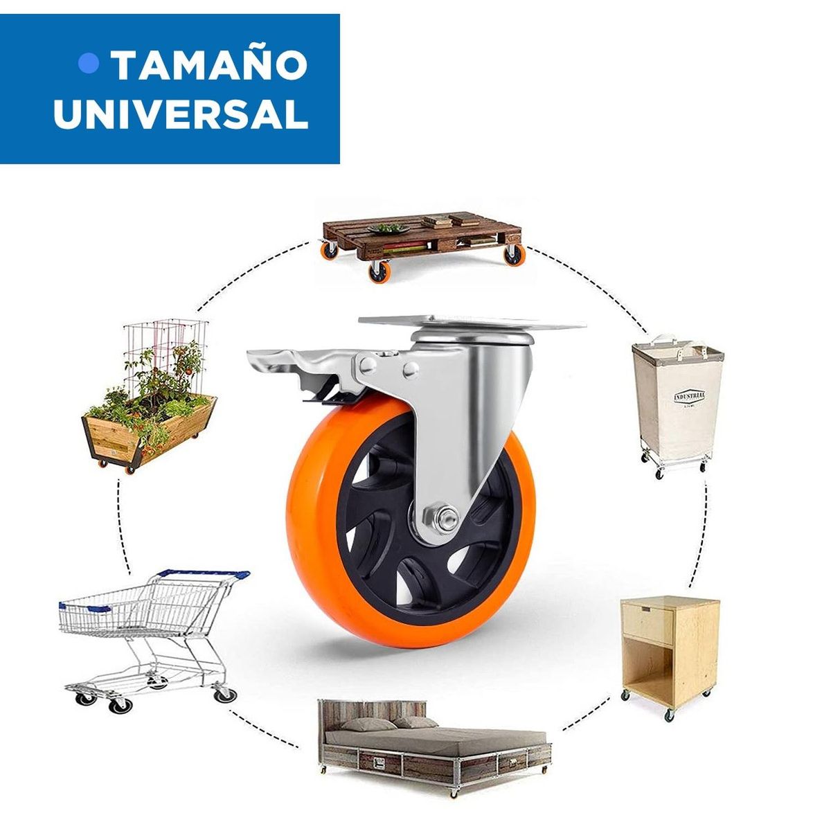 LINKON - Ruedas Industriales para Muebles + Frenos Linkon 4" Set 4