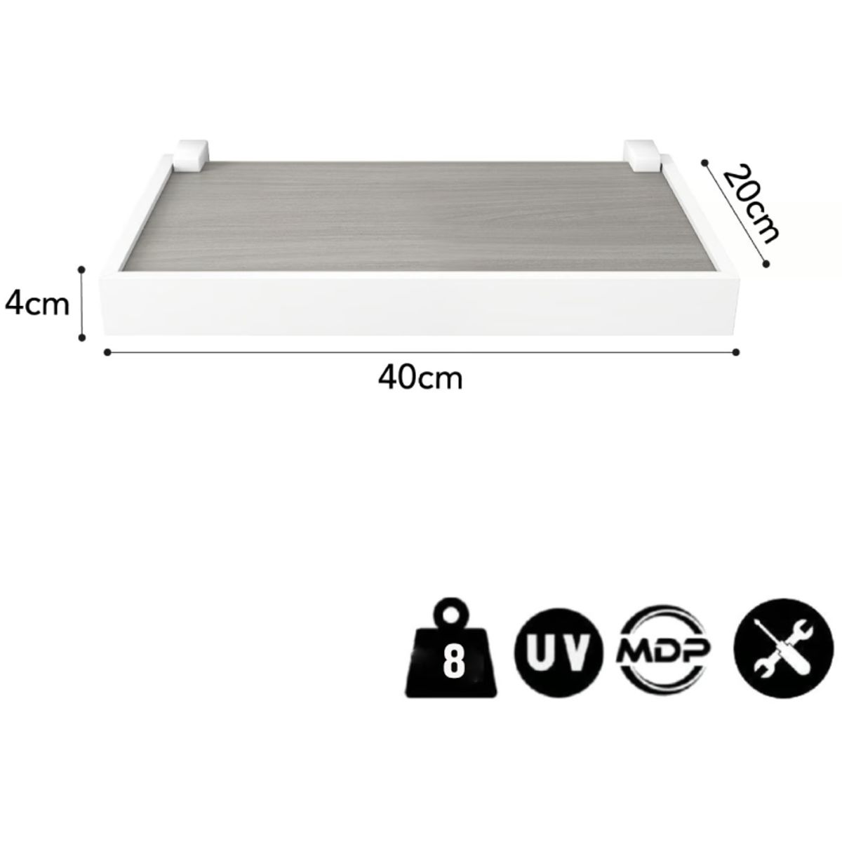 BE DESIGN - Repisa Duetto Cemento Con Borde Blanco