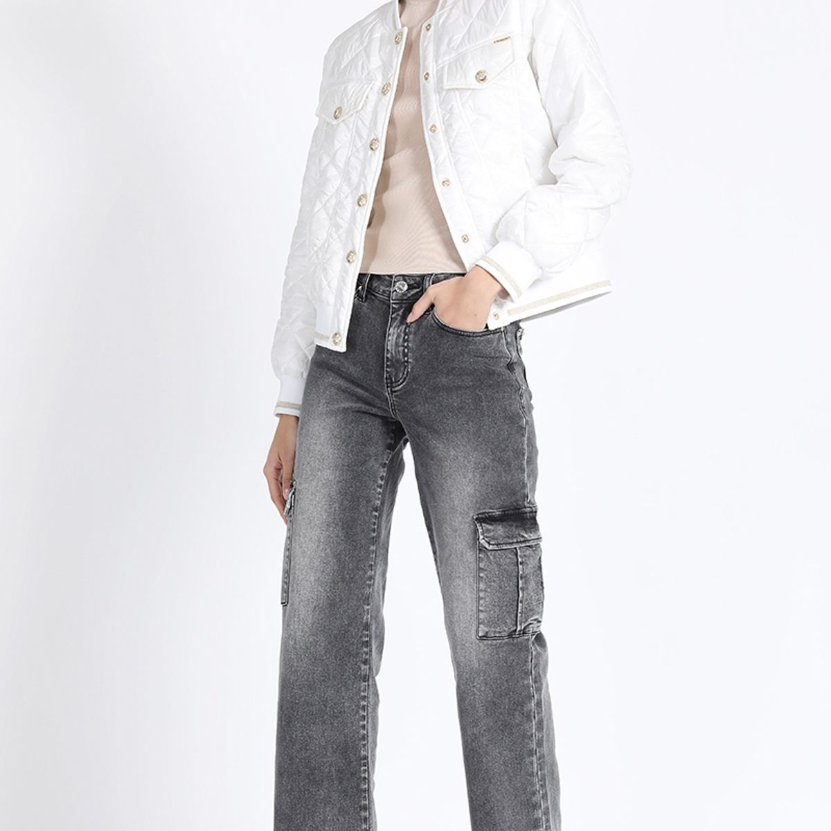 LIOLA - Parka Corta Bomber, Crudo Liola