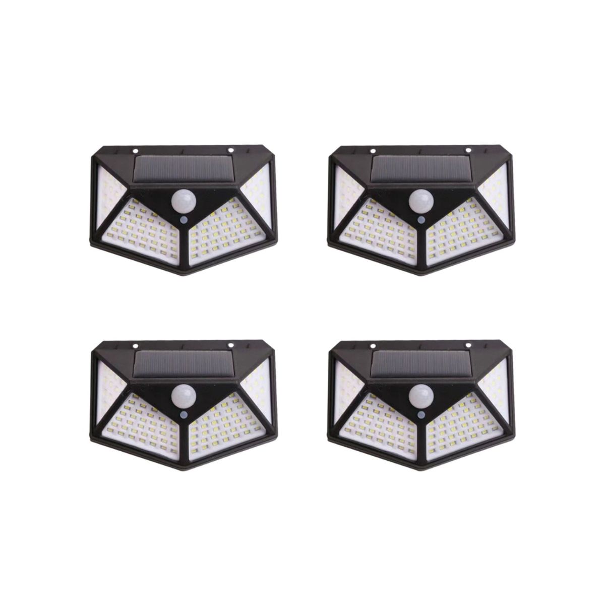 PRO OUTDOOR - PACK 4 APLIQUE TRIANGULAR 100 LED SOLAR C/AGUA