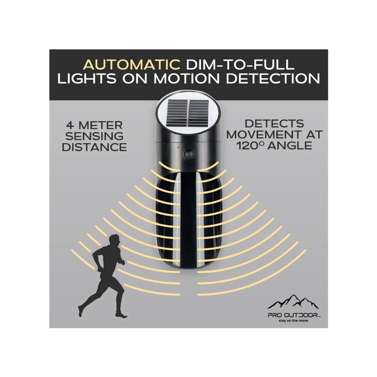 PRO OUTDOOR - PACK 4 APLIQUE LED SOLAR PARA EXTERIOR
