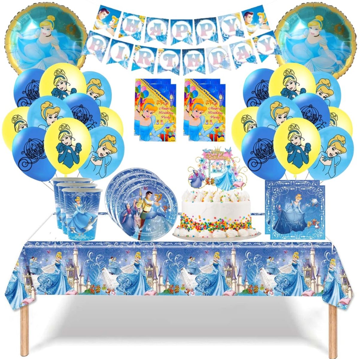 GENERICO - Pack Decoración Globos Cotillón cenicienta