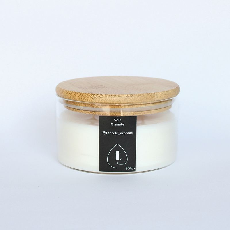 GENERICO - Vela Soya Envase de Vidrio Tapa de Bamboo Aroma Granate