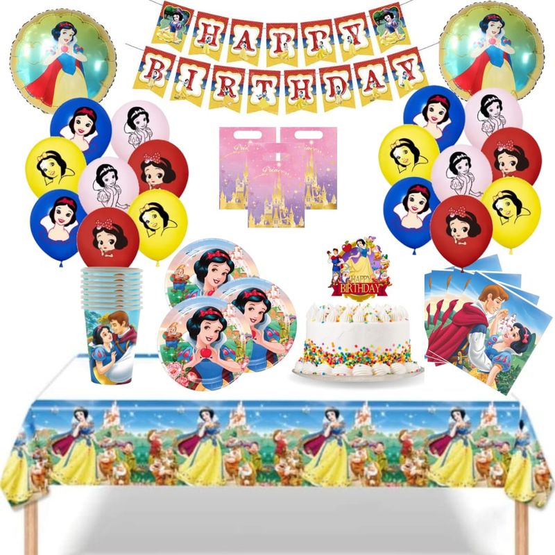 GENERICO - Pack Decoración Globos Cotillón Blanca Nieves