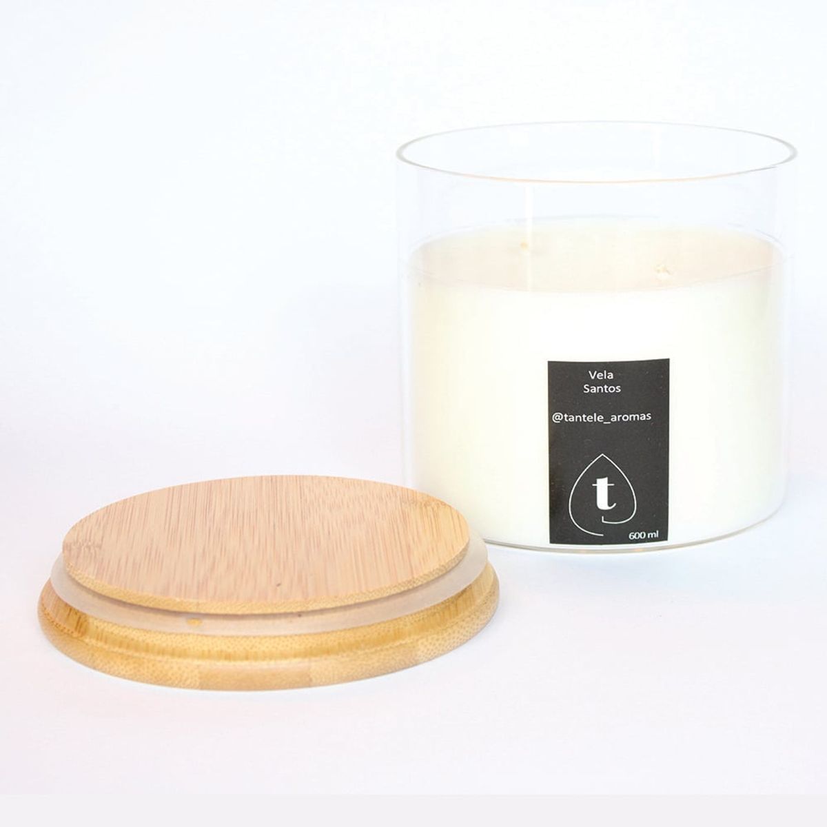 GENERICO - Vela Soya Envase de Vidrio Tapa de Bamboo Aroma Santos