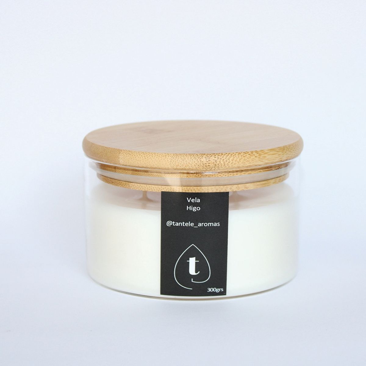 GENERICO - Vela Soya Envase de Vidrio Tapa de Bamboo Aroma Higo