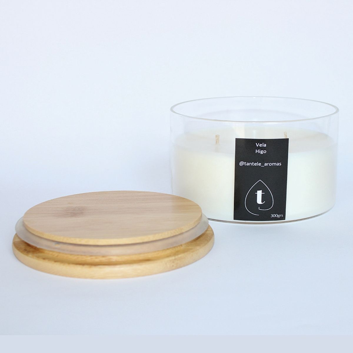 GENERICO - Vela Soya Envase de Vidrio Tapa de Bamboo Aroma Higo
