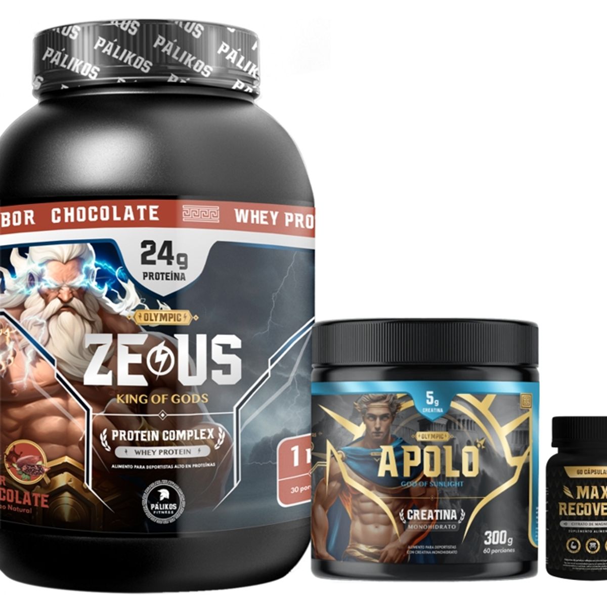PALIKOS FITNESS - Proteina Zeus Complex 1kg Choco Creatina 300g  Citrato de magnesio