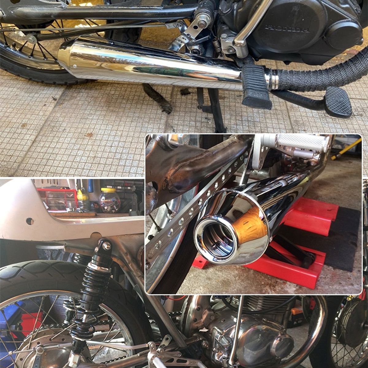 GENERICO - Escape Moto Muffler Vintage Cafe Racer Cromado