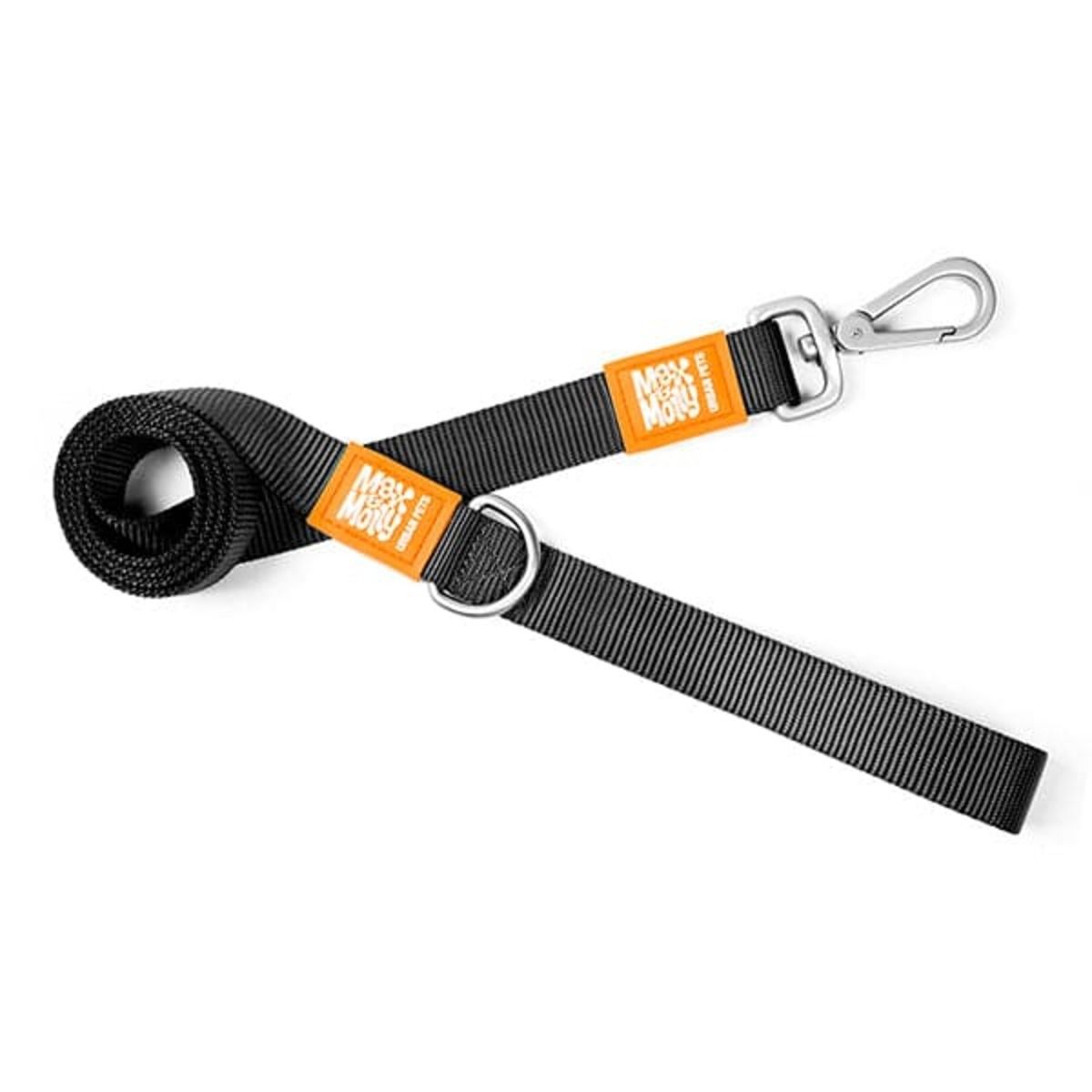 MAX & MOLLY - Correa Perro XS 1,2 mts x 1 cm Pure Black Max and Molly