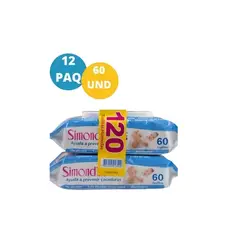 SIMONDS - Toallas Humedas Simons Gloos X12 Paq de 60 Und