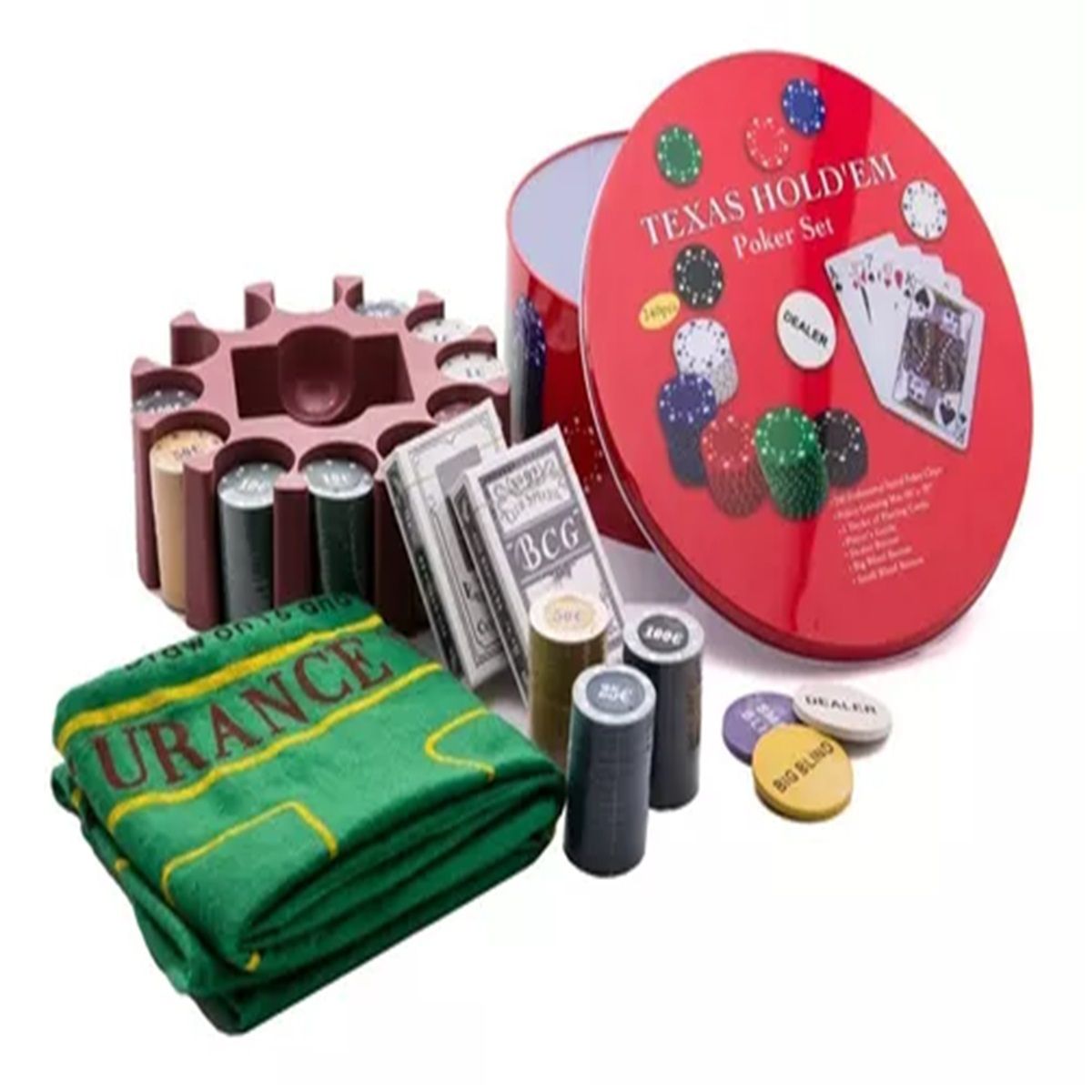 GENERICO - Set Juego Mesa Poker 240 Fichas Profesionales Paño Naipes