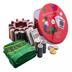 GENERICO - Set Juego Mesa Poker 240 Fichas Profesionales Paño Naipes