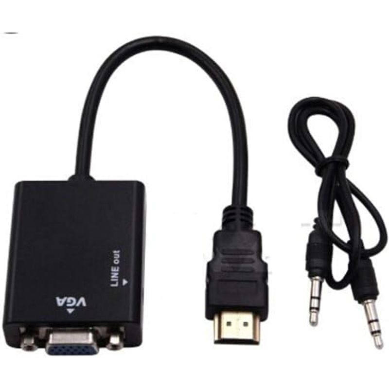 GENERICO - Adaptador Hdmi A Vga Audio 1080p Full Hd Con Cable Auxiliar