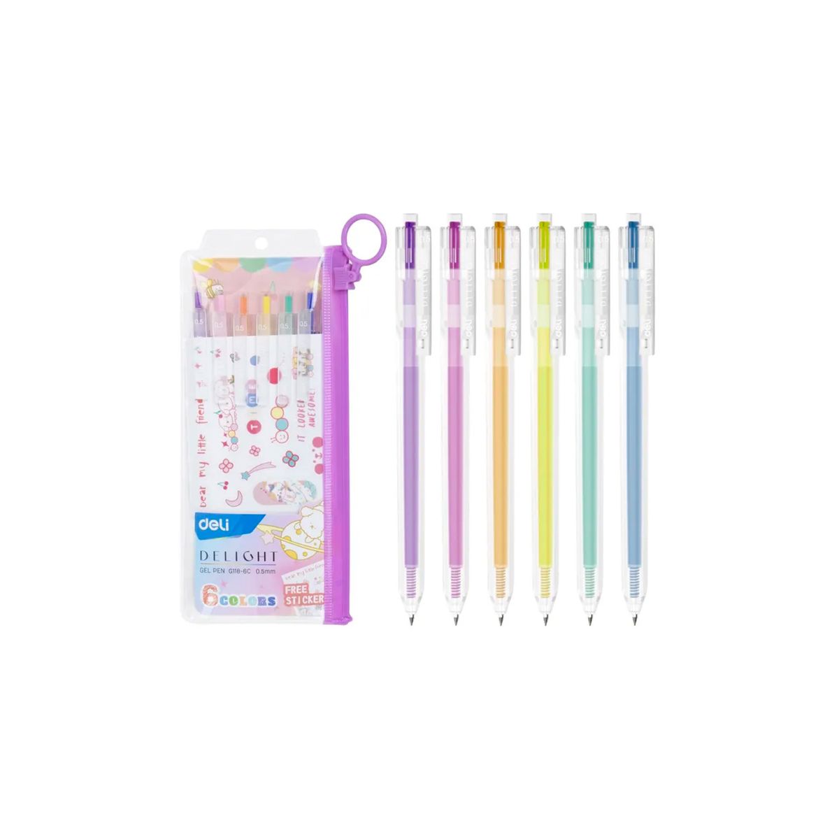 DELI - Set 6 Lápices Tinta 0.5mm Con Estuche Delight Deli
