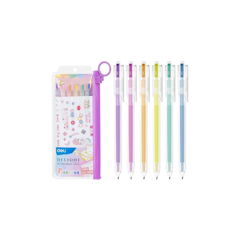 DELI - Set 6 Lápices Tinta 0.5mm Con Estuche Delight Deli