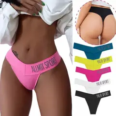 EDWINAYY - Sexy Colaless Algodón 5 Piezas Tangabaja Cintura Calzones