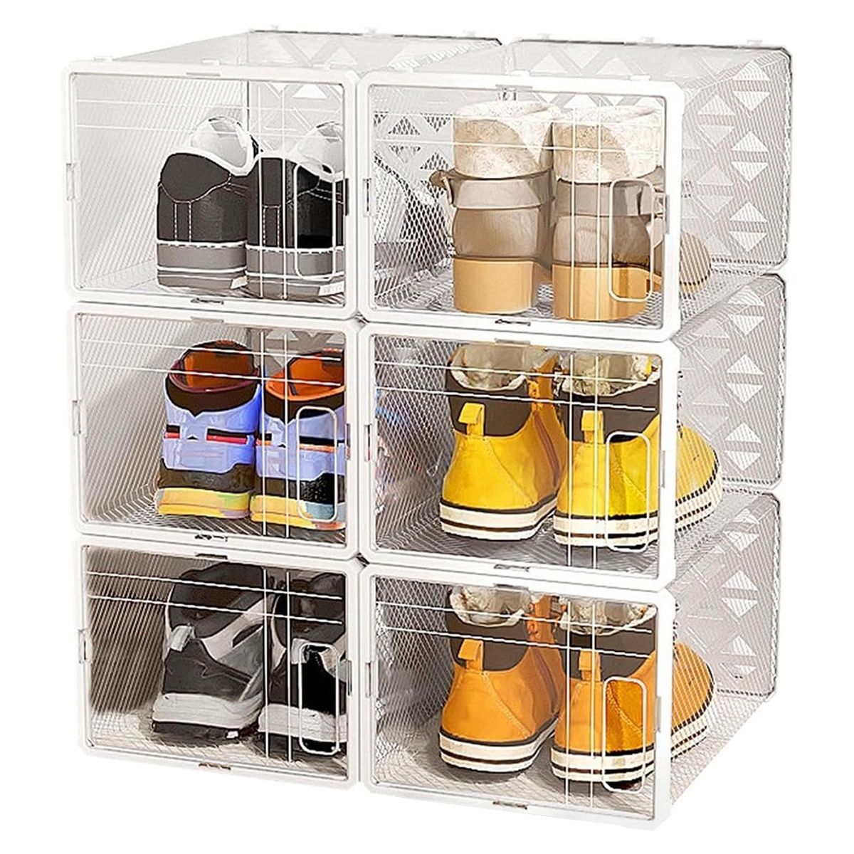 GENERICO - Set 6 Cajas Organizadoras De Zapatos Apilables Multiuso 36cm Blanco