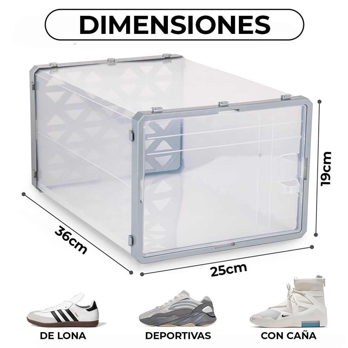 GENERICO - Set 6 Cajas Organizadoras De Zapatos Apilables Multiuso 36cm Blanco