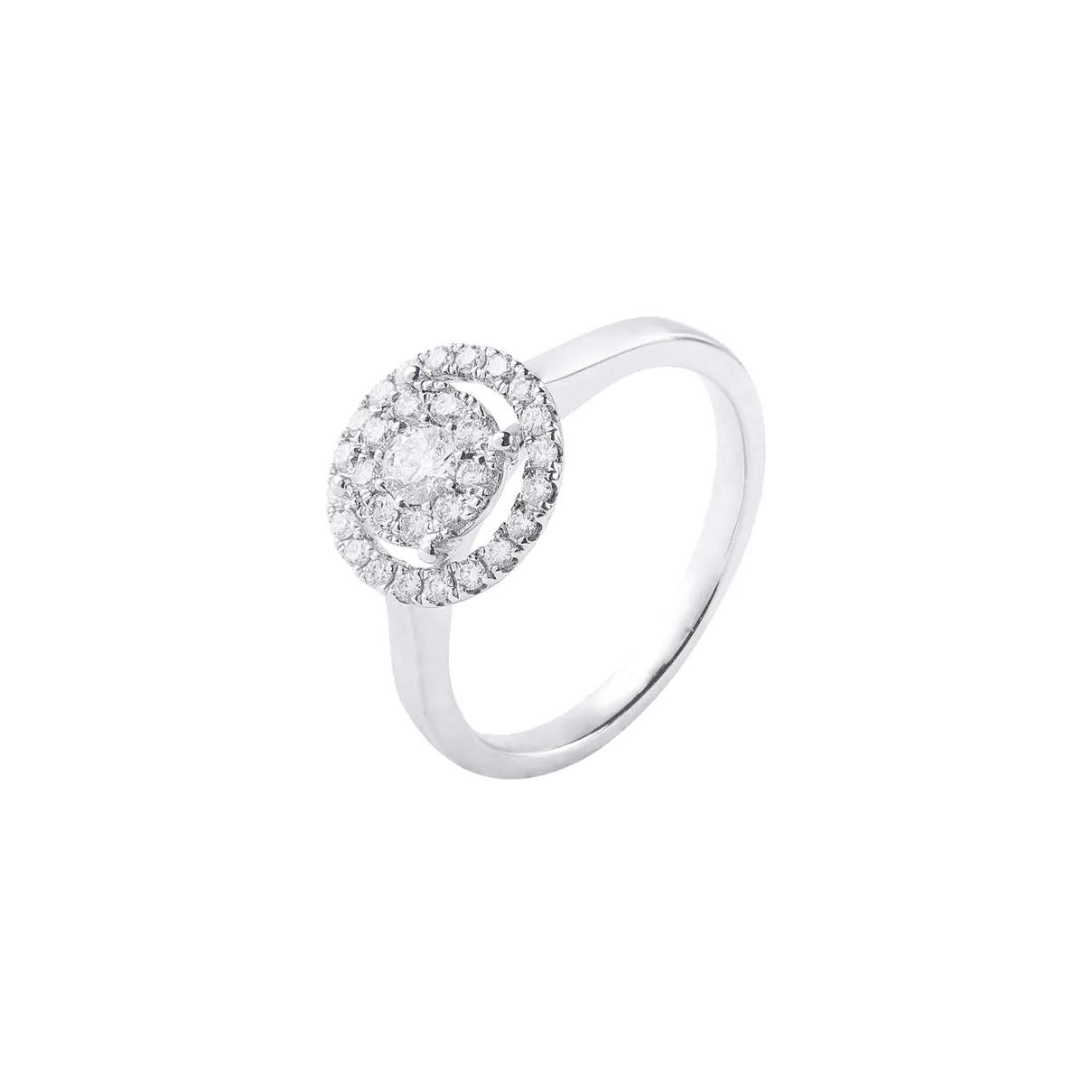 JB JOYAS BARON - Anillo Oro Blanco 18kt Roseta Diamantes 40Pts