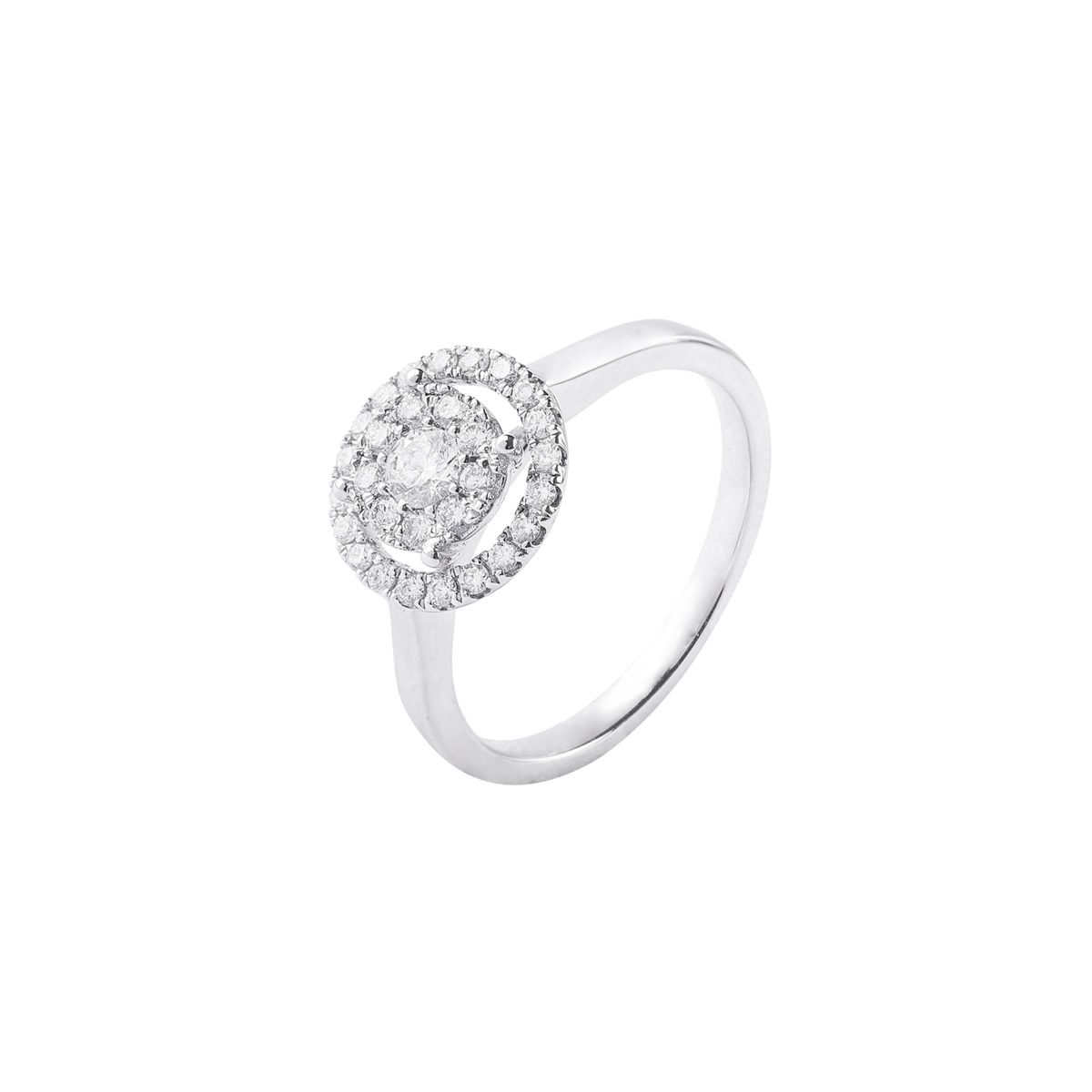 JB JOYAS BARON - Anillo Oro Blanco 18kt Roseta Diamantes 40Pts