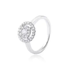 JB JOYAS BARON - Anillo Oro Blanco 18kt Roseta Diamantes 40Pts