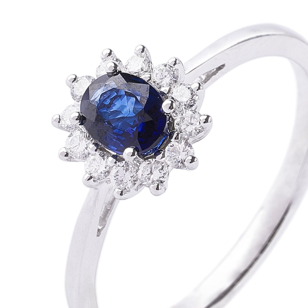 JB JOYAS BARON - Anillo Oro Blanco 18kt Diamantes 17Pts y 39Pts Zafiro Lady