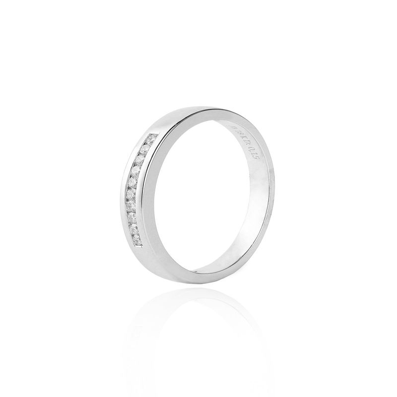 JB JOYAS BARON - Anillo Oro Blanco 18kt Diamantes 15Pts Riel Corte Brillante