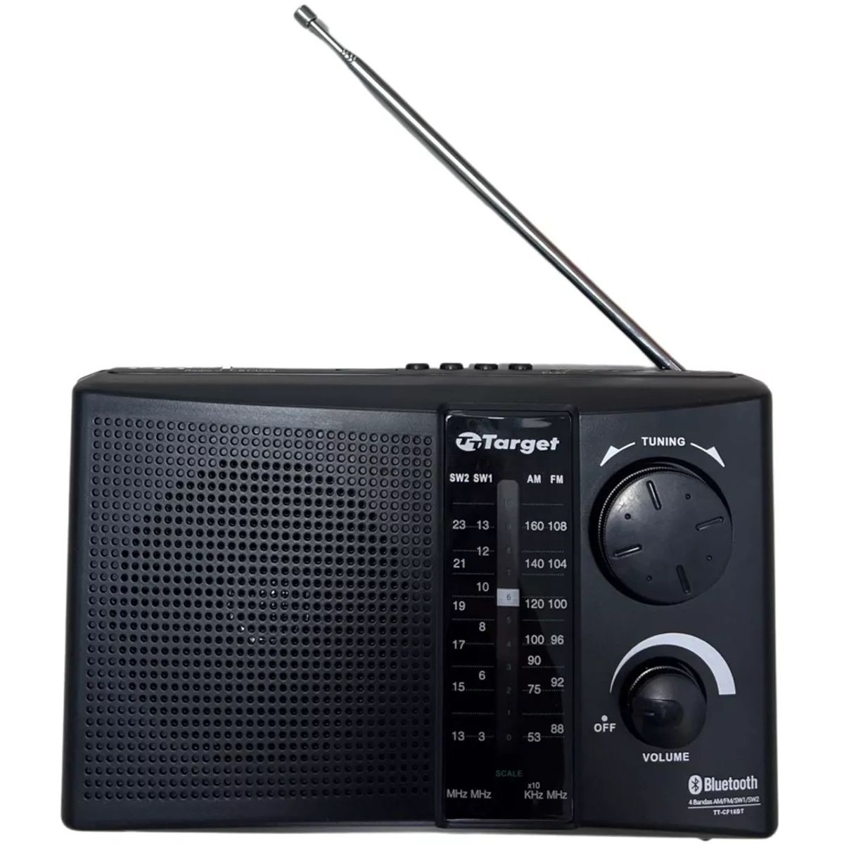 TARGET - Radio Target Portátil Bluetooth USB 4 Bandas Am/fm/sw1/sw2
