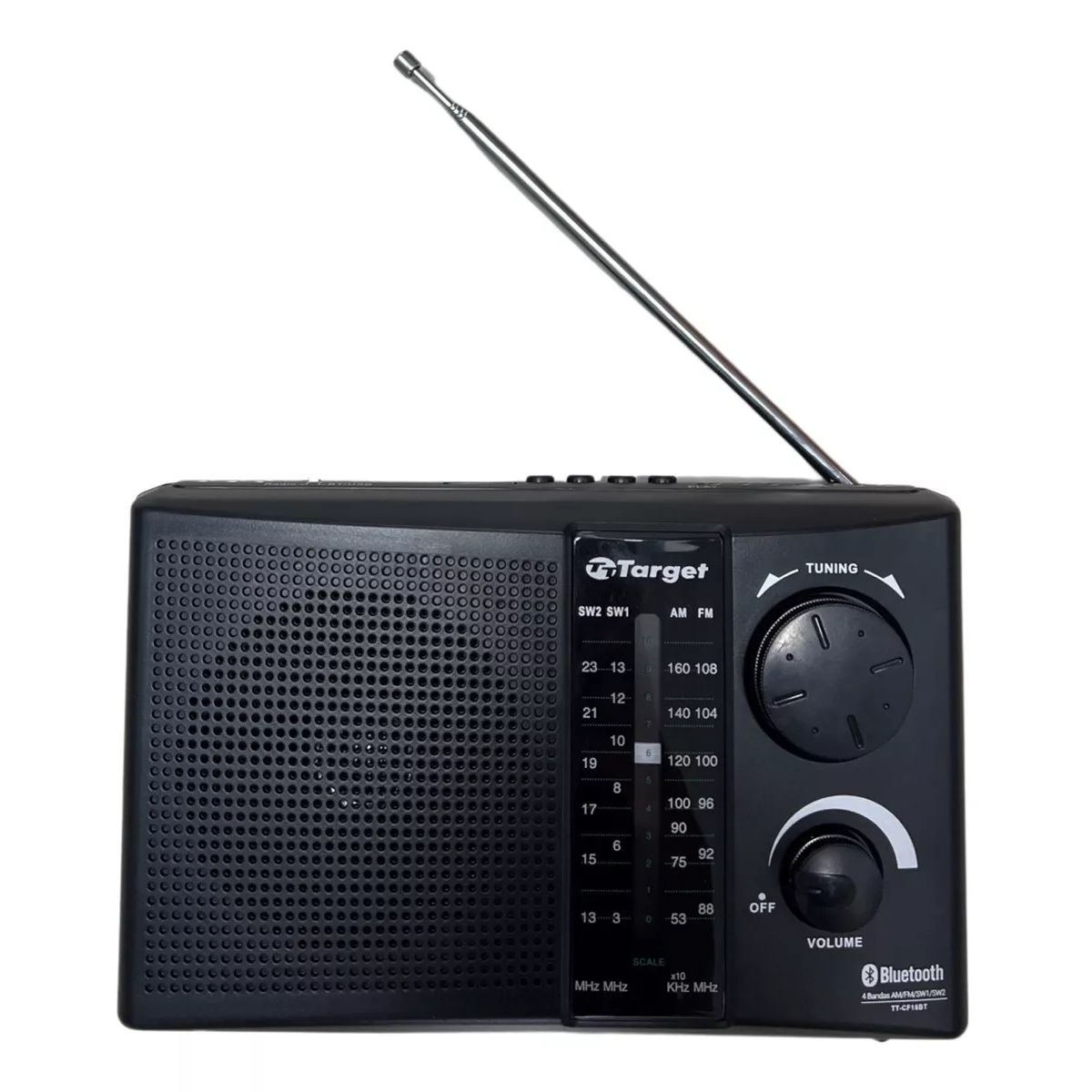 TARGET - Radio Target Portátil Bluetooth USB 4 Bandas Am/fm/sw1/sw2