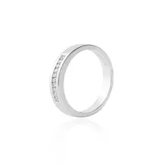 JB JOYAS BARON - Anillo Oro Blanco 18kt Diamantes 15Pts Riel Corte Brillante