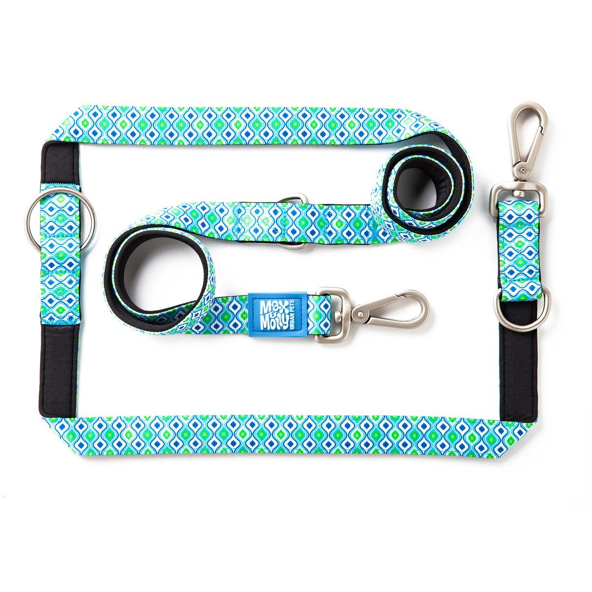 MAX & MOLLY - Correa Perro Multifuncional L Retro Blue 25cm 2mt Max Molly