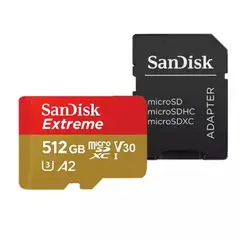 SANDISK - Memoria Micro Sd 512gb Extreme A2 4k 190MLectura