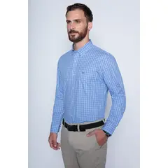 FEROUCH - Camisa Cuadro Dublin Sm Celeste