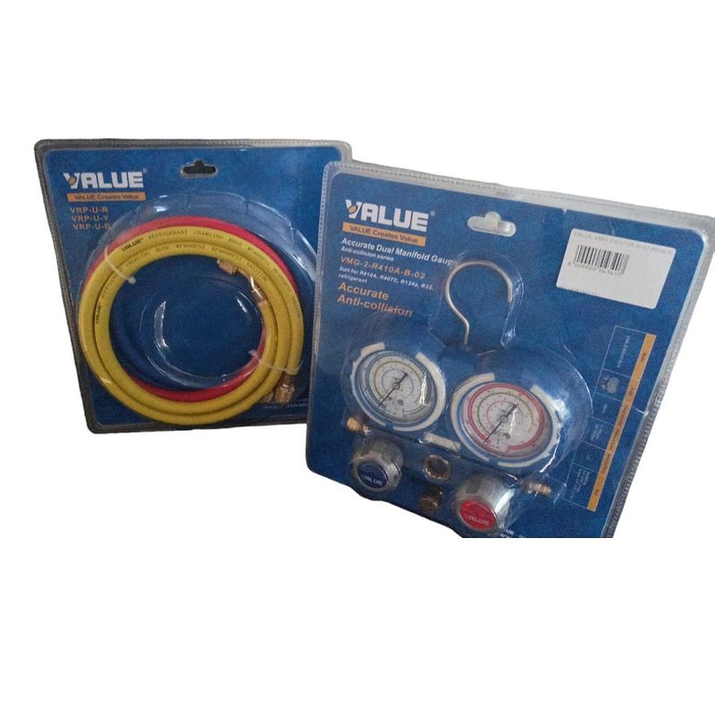 TVALUE - Manifold Manómetros Árbol de Carga VALUE R410 R407 R134 R22  manguera