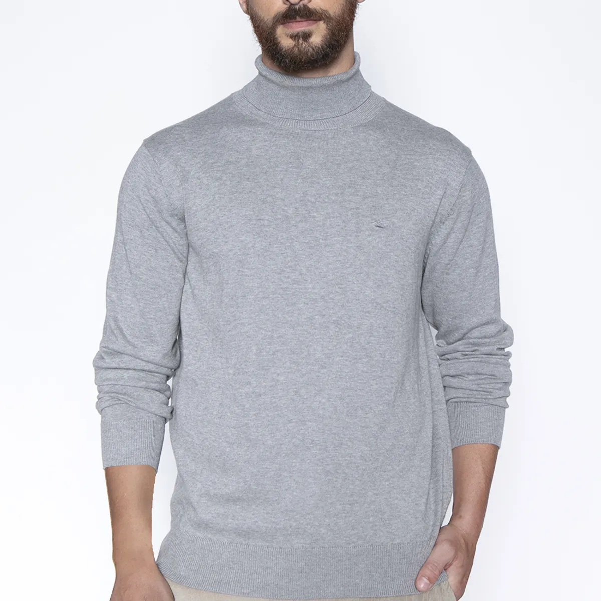 FEROUCH - Sweater Smart Casual Turtle Neck Gris Ferouch