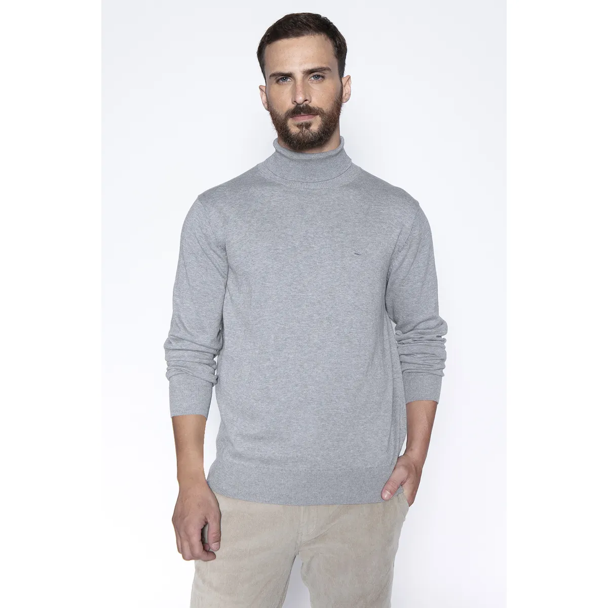 FEROUCH - Sweater Smart Casual Turtle Neck Gris Ferouch